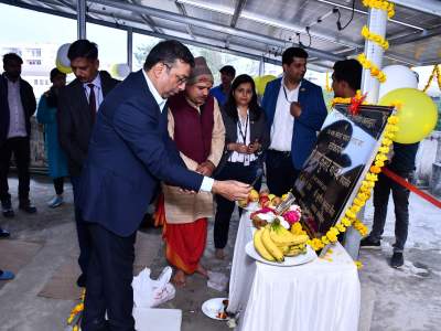 Chairman offering Puja at Site